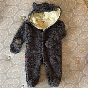 Cozy Magnetic me Gray Hooded One Piece Baby